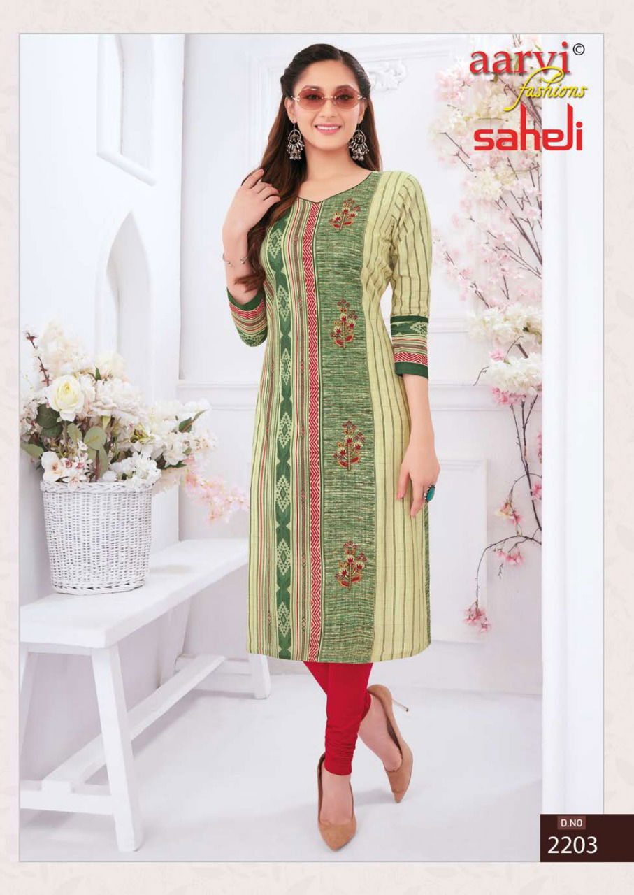 Aarvi Fashion Saheli 12 Casual Wear Cotton Printed Kurti Collection